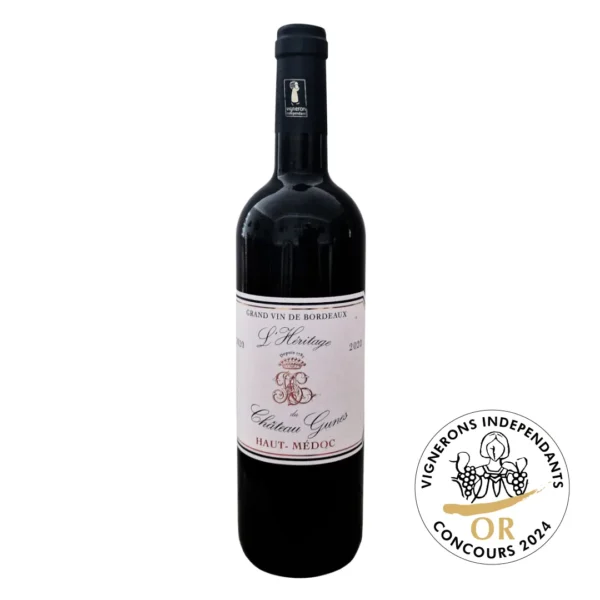 Grand Vin L'Héritage du Château Gunes, 2020, A.O.C Haut-Médoc, Red Wine, 75 cl